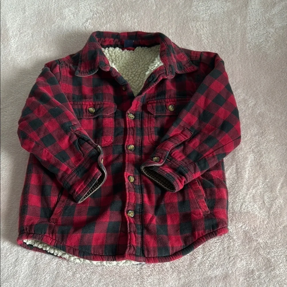 Plaid GAP Sherpa-Lined Jacket Size 4